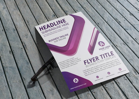 Free Business Corporate Identity Template For Flyer On Wooden Background Psd