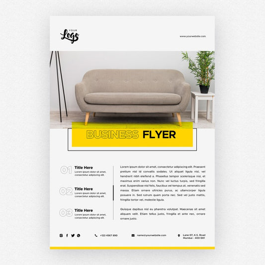 Free Business Flyer Template With Couch In Living Room Psd