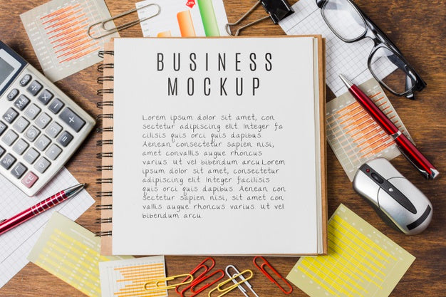 Free Business Mock-Up With Desk Arrangement Psd