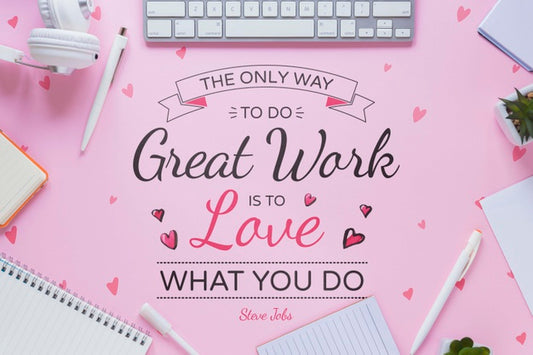 Free Business Motivational Message With Office Stuff Frame Psd