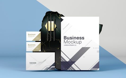 Free Business Stationery Mock-Up And Marble Psd