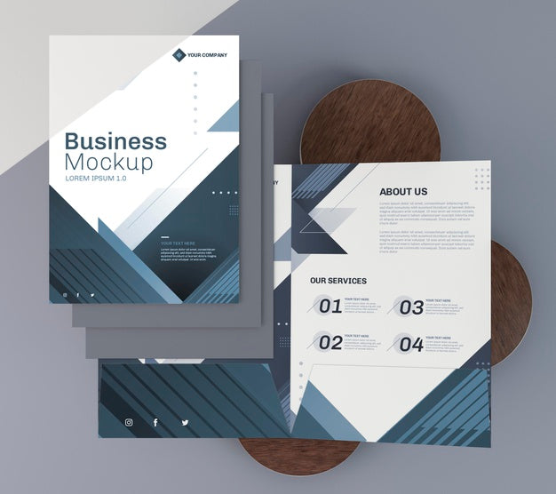 Free Business Stationery Mock-Up Flyer Top View Psd