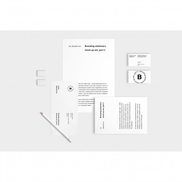 Free Business Stationery Mock Up On White Background Psd