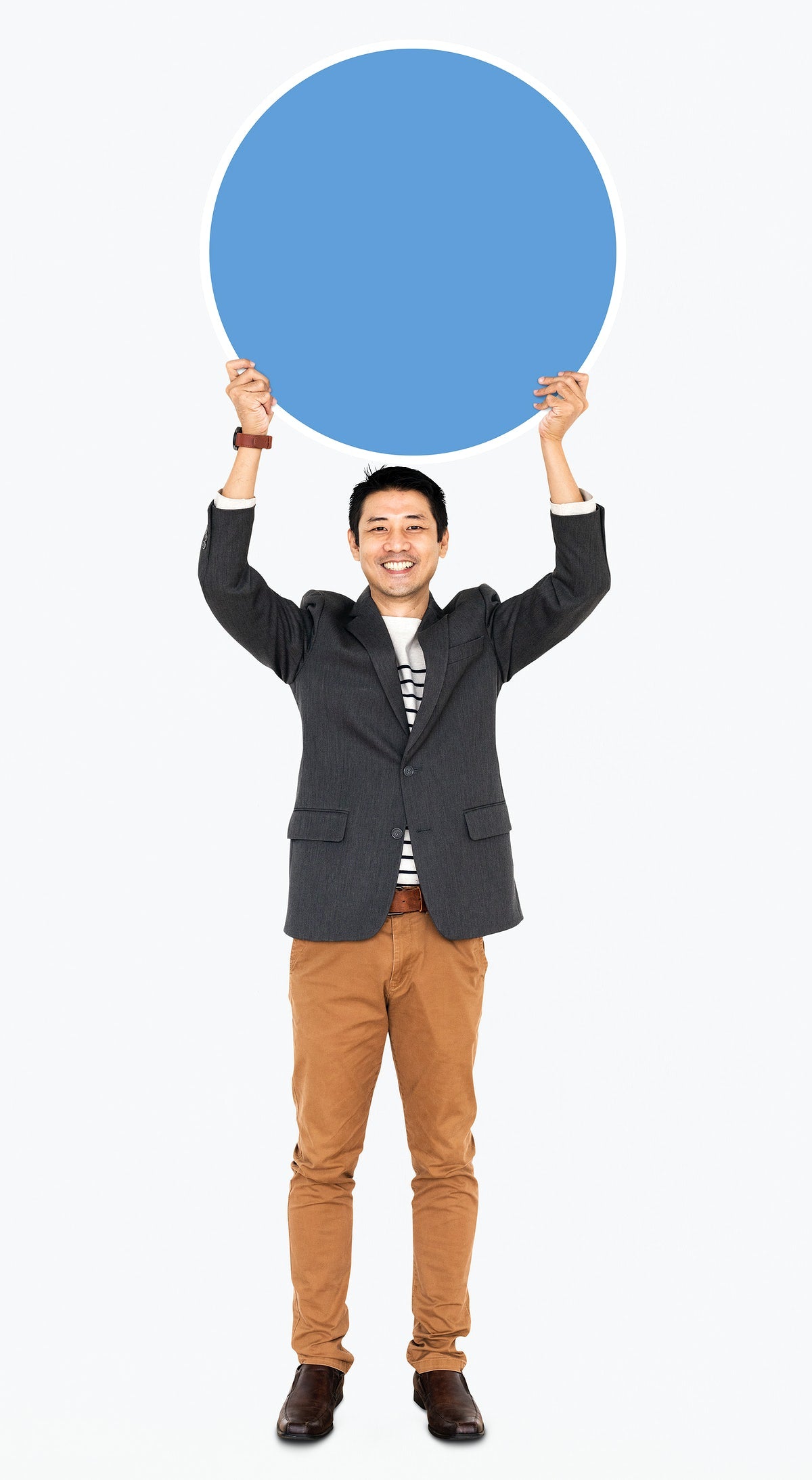 Free Businessman Holding A Blue Round Board