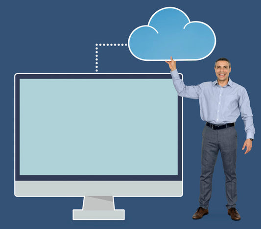 Free Businessman Holding Cloud Computing Icon Psd