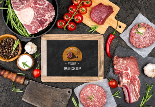 Free Butcher Shop With Burgers Meat Psd