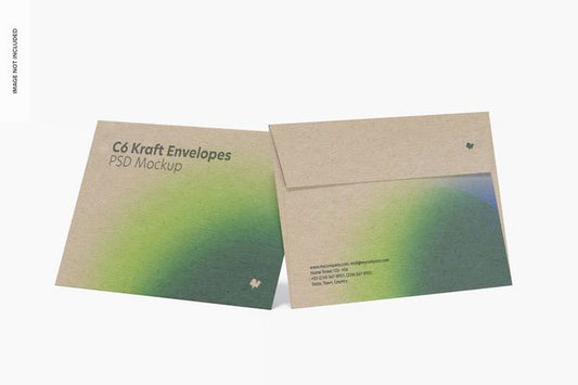 Free C6 Kraft Envelopes Mockup, Front View Psd