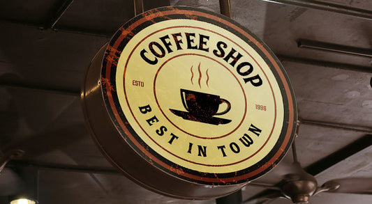 Free Cafe Round Rustic Signboard Mockup Psd