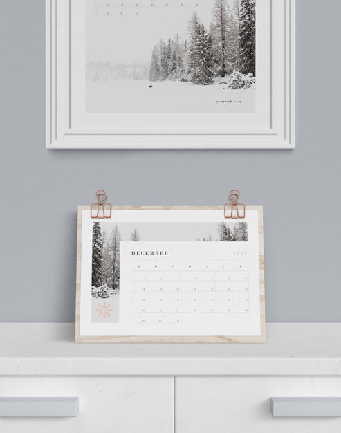 Free Calendar On Cabinet And Painting Above Psd