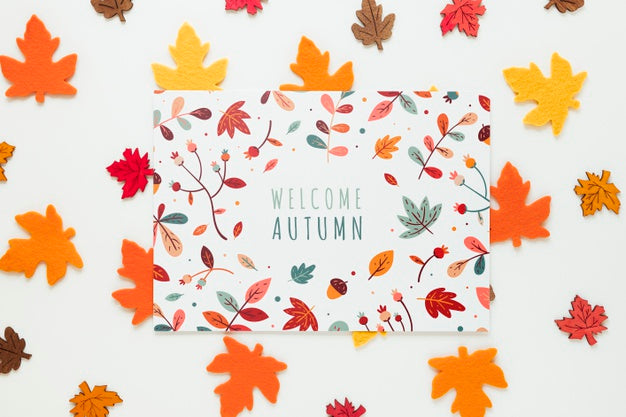 Free Canadian Dried Leaves With Welcome Autumn Quote Psd