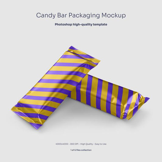 Free Candy Bar Aluminum Packaging Mockup Psd