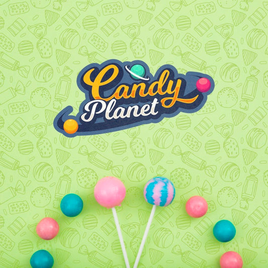Free Candy Planet And Assortment Of Lollipops Psd