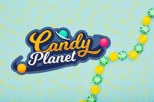 Free Candy Planet With Delicious Green And Yellow Candies Psd