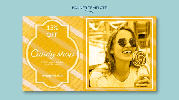 Free Candy Shop And Offers Banner Template Psd