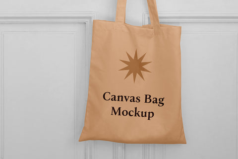 Free Canvas Bag On Door Mockup