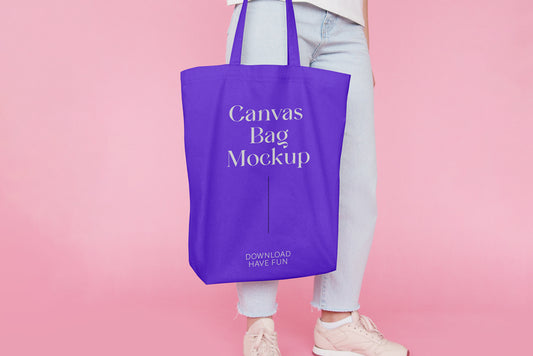 Free Canvas Bag With Jeans Mockup