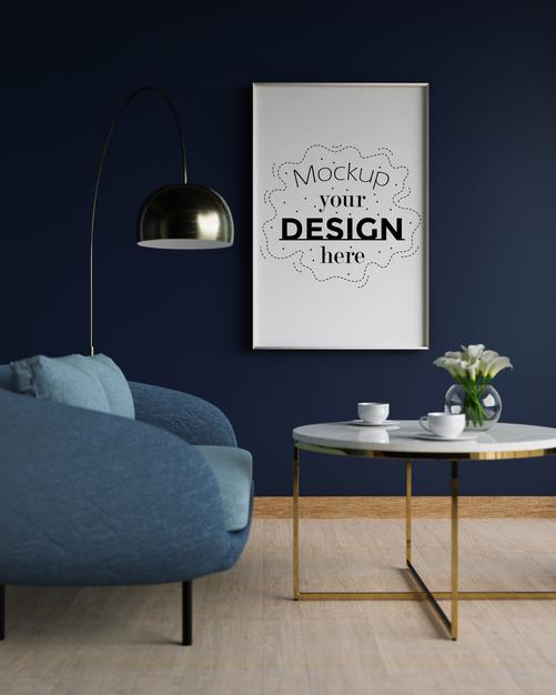 Free Canvas Mockup, Wall Art In Living Room Psd