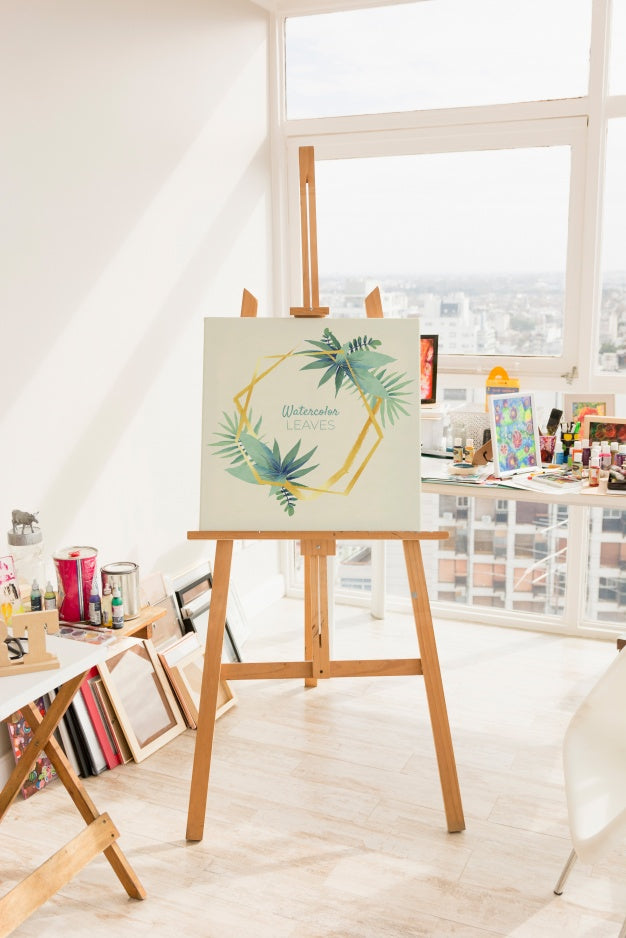 Free Canvas Mockup With Art Concept Psd