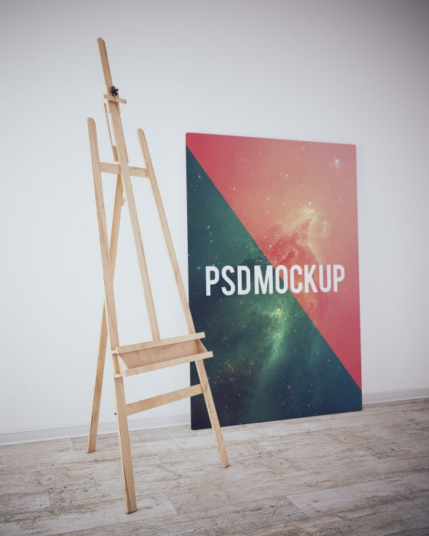 Free Canvas On Wooden Floor Mock Up Psd
