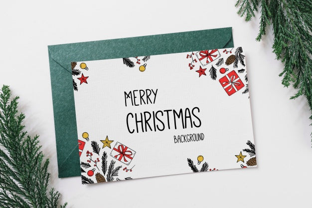 Free Card And Envelope Mockup With Christmas Concept Psd
