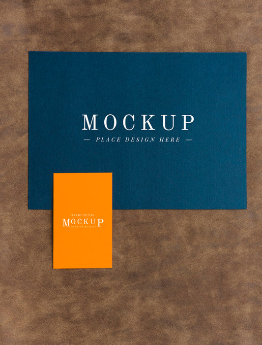 Free Card And Tab Mockup On Brown Leather Psd