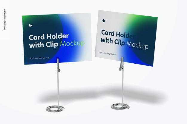 Free Card Holders With Alligator Clip Mockup Psd