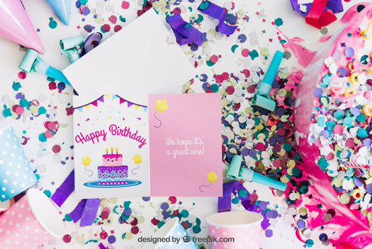 Free Card Mockup With Birthday Design Psd