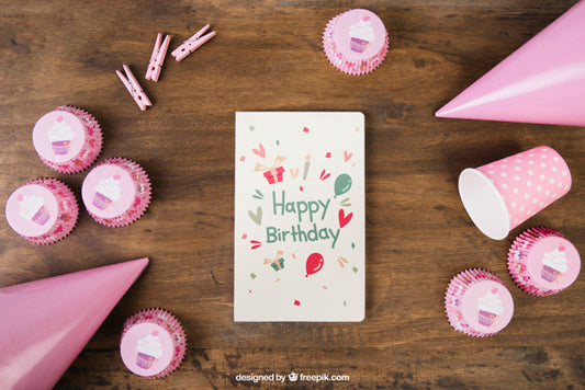 Free Card Mockup With Birthday Design Psd