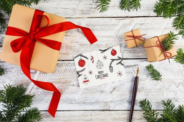 Free Card Mockup With Christmas Concept Psd
