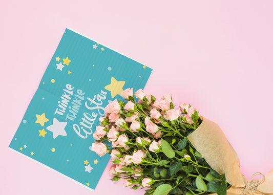 Free Card Mockup With Floral Decoration For Wedding Or Quote Psd