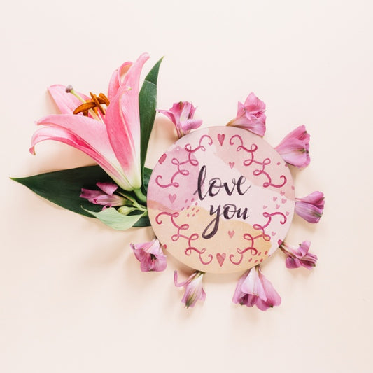 Free Card Mockup With Floral Valentines Day Concept Psd