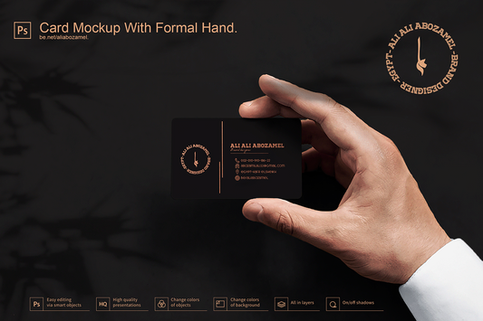 Free Card Mockup With Formal Hand