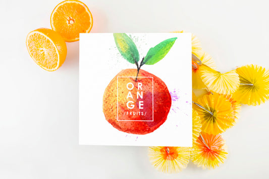 Free Card Mockup With Tropical Summer Concept With Fruits Psd