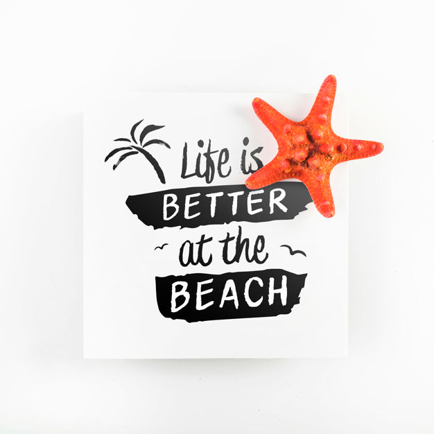 Free Card Mockup With Tropical Summer Concept With Starfish Psd