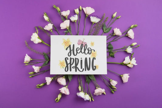 Free Card Template For Spring With Flowers Psd