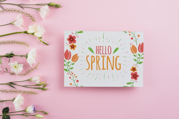 Free Card Template For Spring With Flowers Psd – CreativeBooster