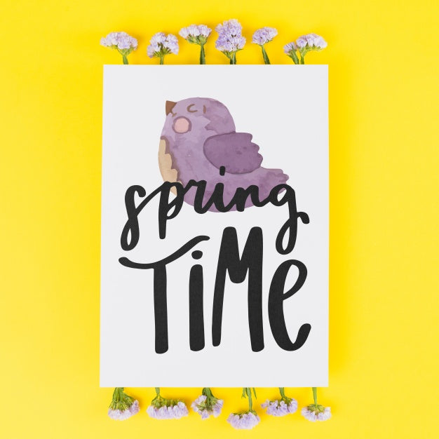 Free Card Template For Spring With Flowers Psd