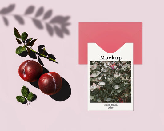 Free Card With Envelope And Plums Psd