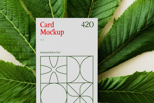 Free Card With Leaf Mockup