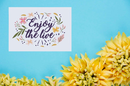 Free Card With Positive Message Beside Flowers Psd