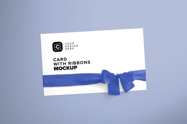 Free Card With Ribbons Mockup Psd