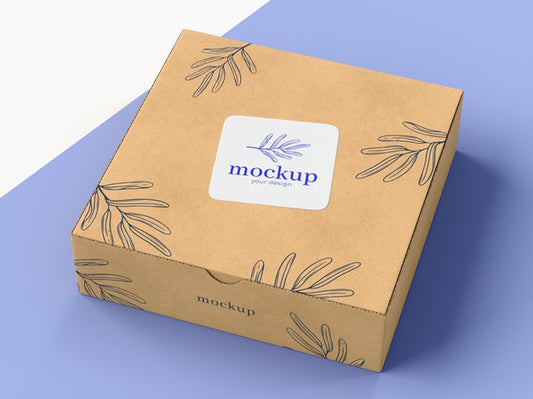 Free Cardboard Box With Sticker Mock Up Psd