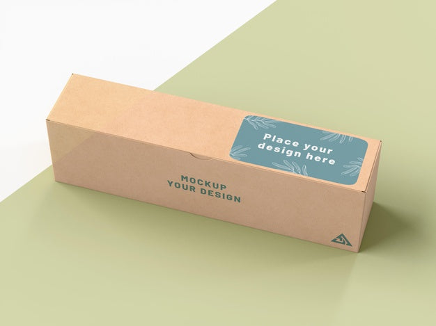 Free Cardboard Box With Sticker Mock Up Psd