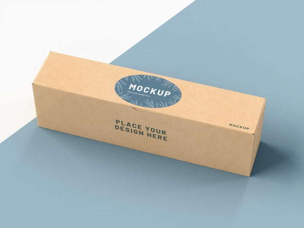 Free Cardboard Box With Sticker Mock Up Psd