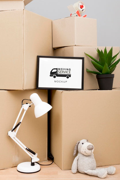 Free Cardboard Boxes Ready To Be Moved With Mock-Up Psd