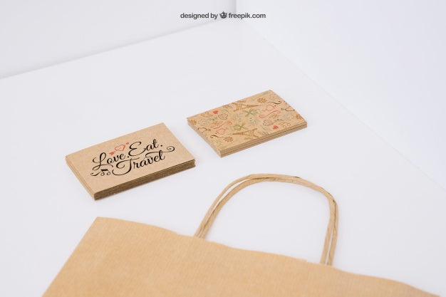 Free Cardboard Business Cards And Bag Psd