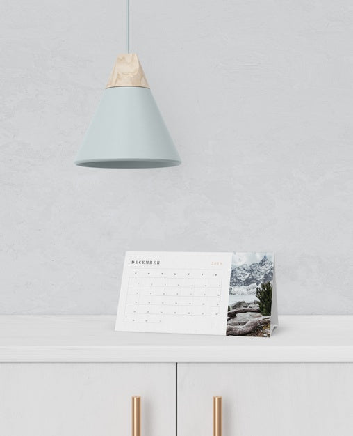 Free Cardboard Calendat Concept On Cabinet Psd