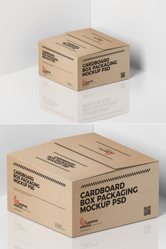 Free Cardboard Cargo Box Packaging Mockup