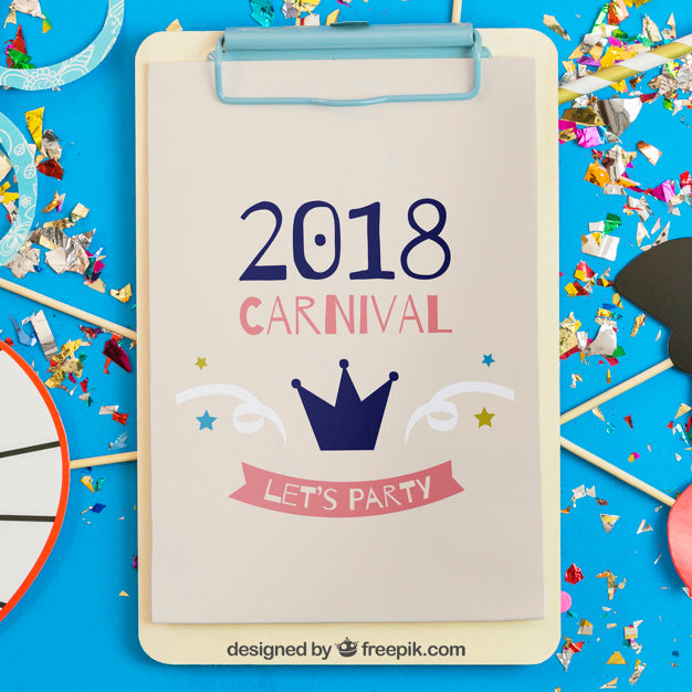 Free Carnival Mockup With Clipboard Psd