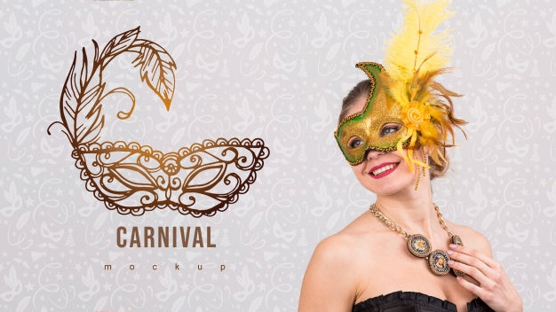 Free Carnival Mockup With Image Of Woman Psd